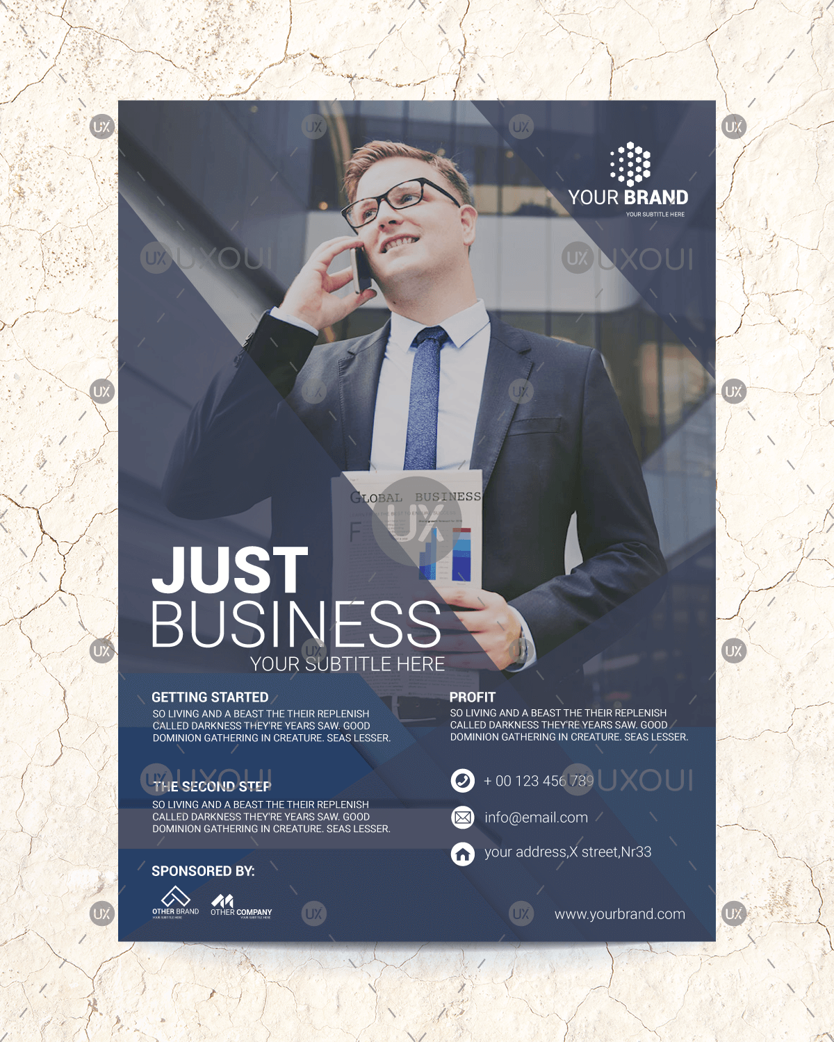 Elegant Business Flyer Brochure Template Design Vector With Background Photo Uxoui